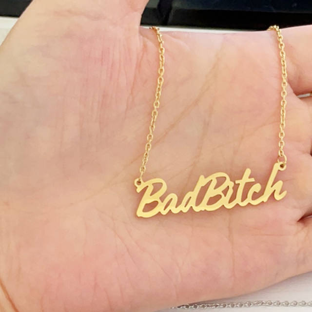 Creative badbitch letter stainless steel necklace