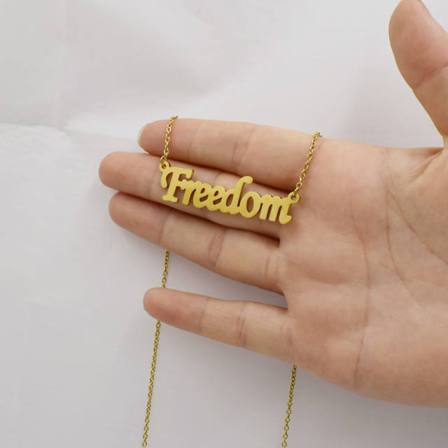 Freedom letter dainty stainless steel necklace