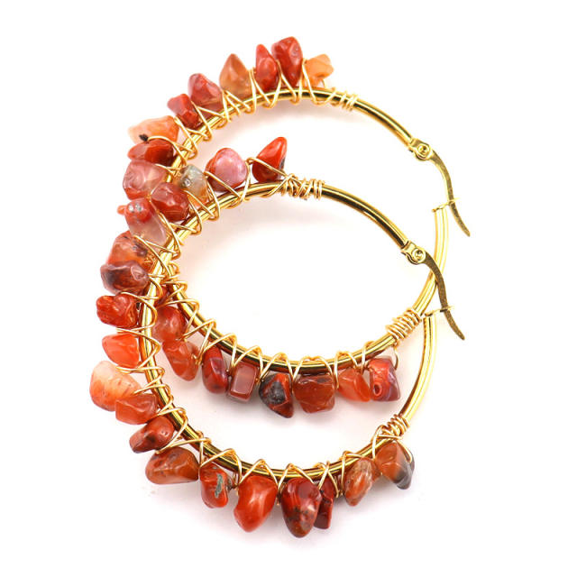 Amazon hot sale colorful crystal stone hoop earrings