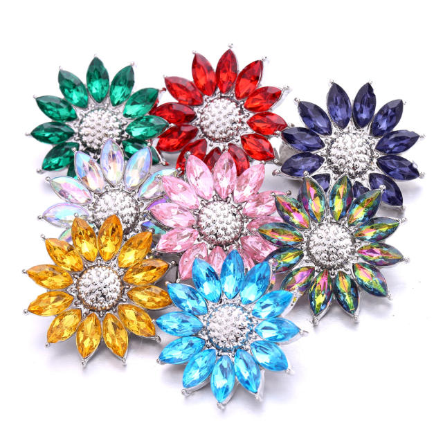 18mm sweet color rhinestone sunflower snap jewelry