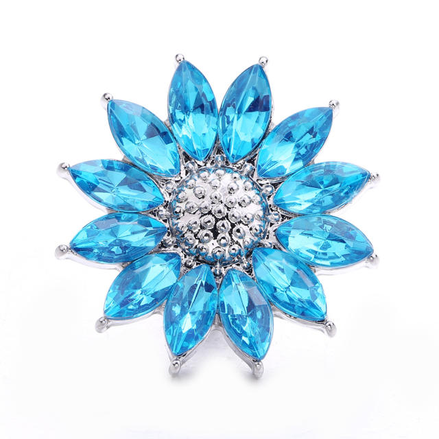 18mm sweet color rhinestone sunflower snap jewelry