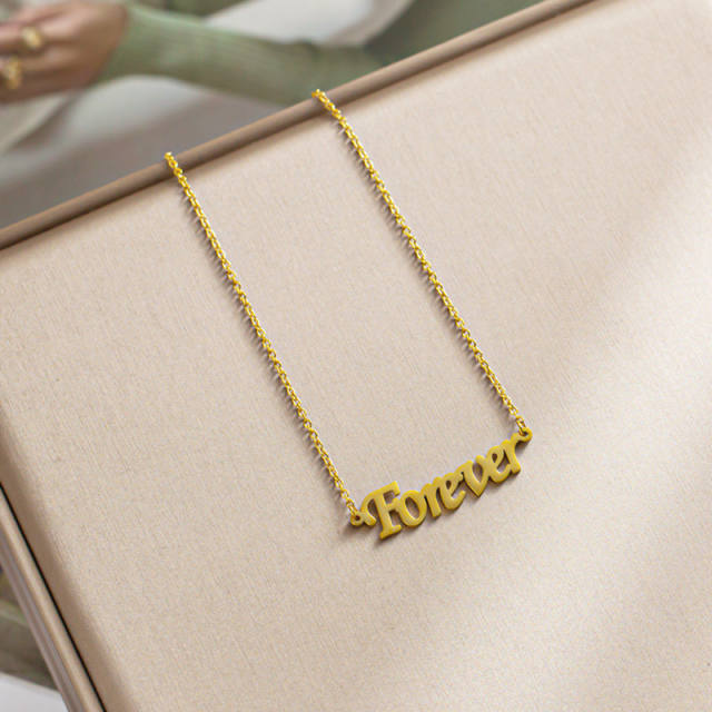 Dainty forever letter stainless steel necklace