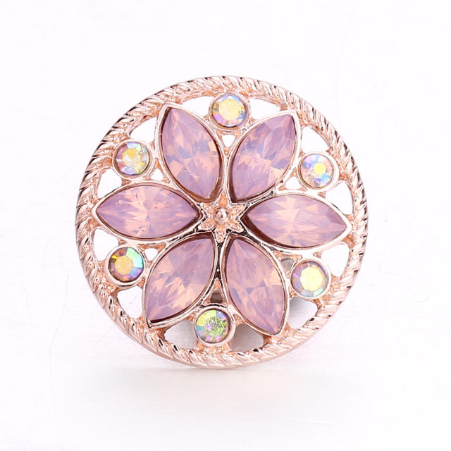 18mm round shape colorful flower snap jewelry