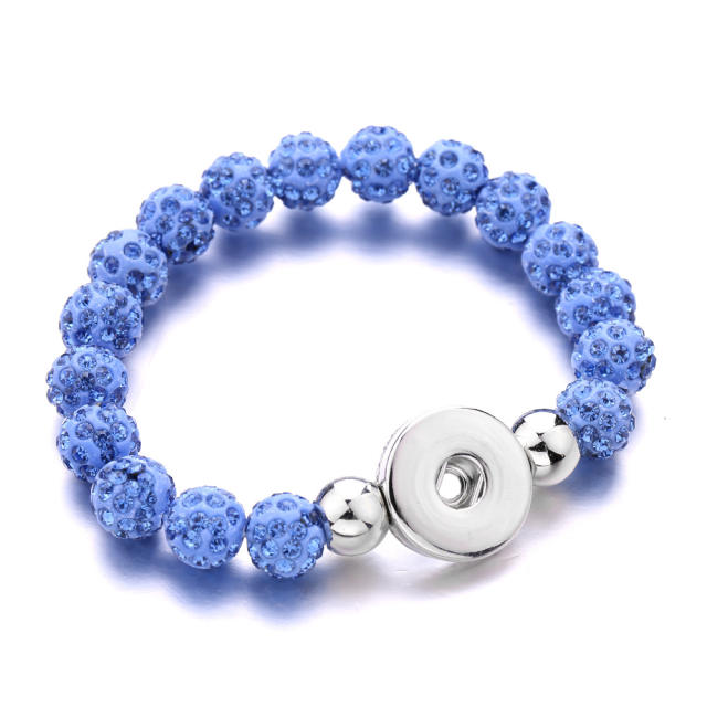 18mm colorful rhinestone bead snap jewelry bracelet