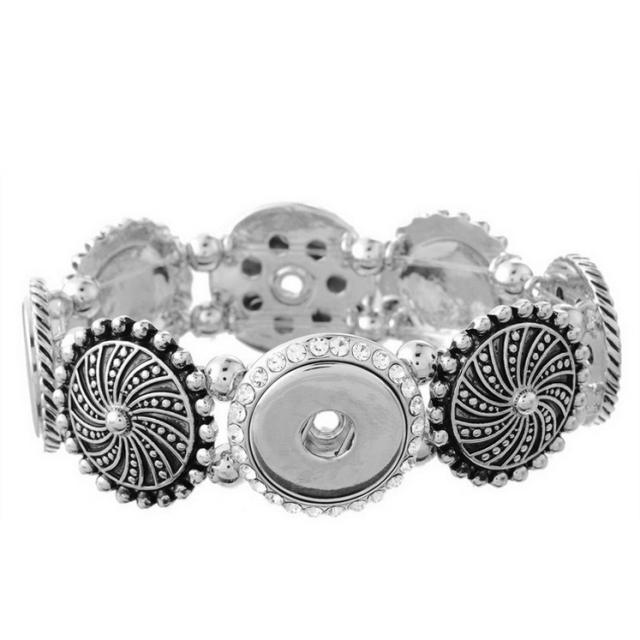 Vintage metal silver color snap jewelry bracelet