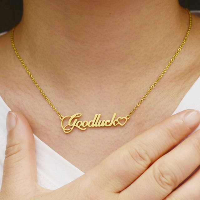 Good luck letter stainless steel necklace