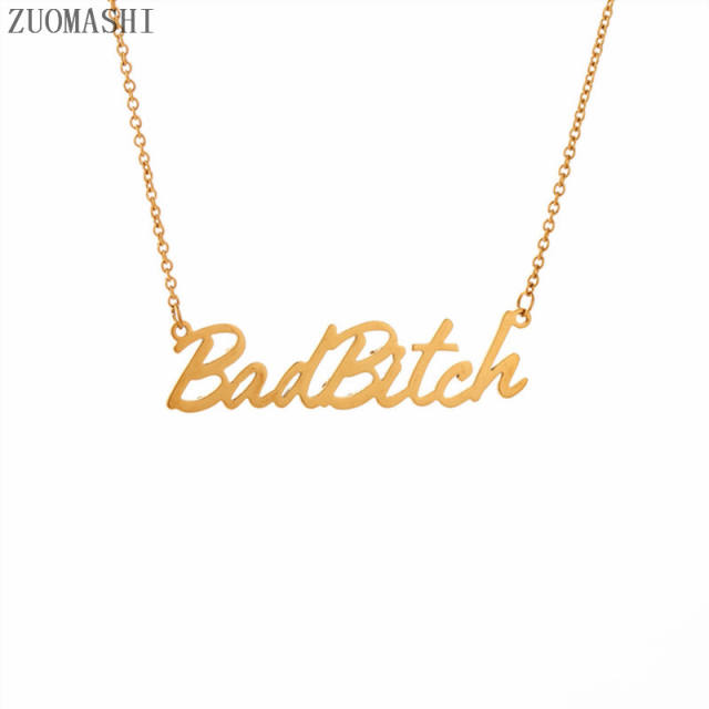 Creative badbitch letter stainless steel necklace