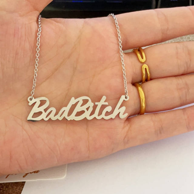 Creative badbitch letter stainless steel necklace