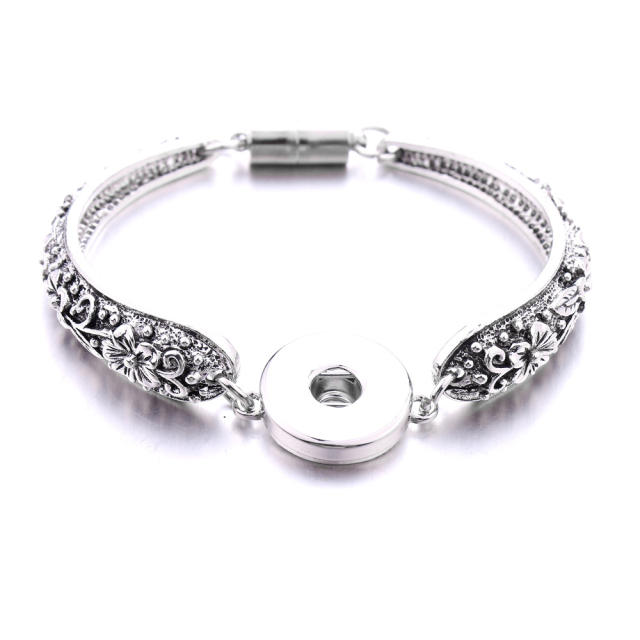 Hot sale vintage silver color snap jewelry bangle