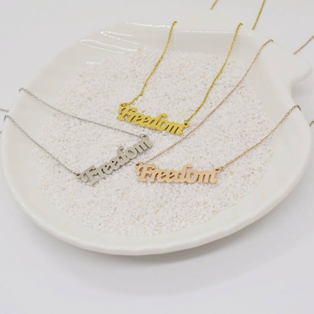 Freedom letter dainty stainless steel necklace