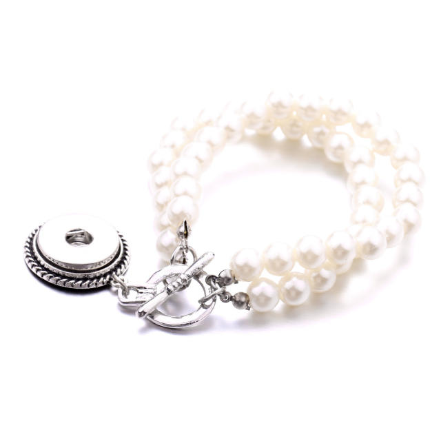 18mm pearl bead snap jewelry charm bracelet