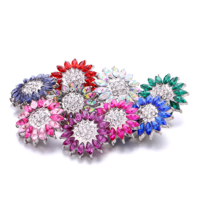 18mm color glass crystal sunflower snap jewelry