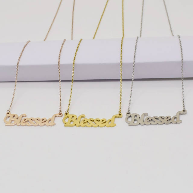 Blessed stainless steel letter necklace