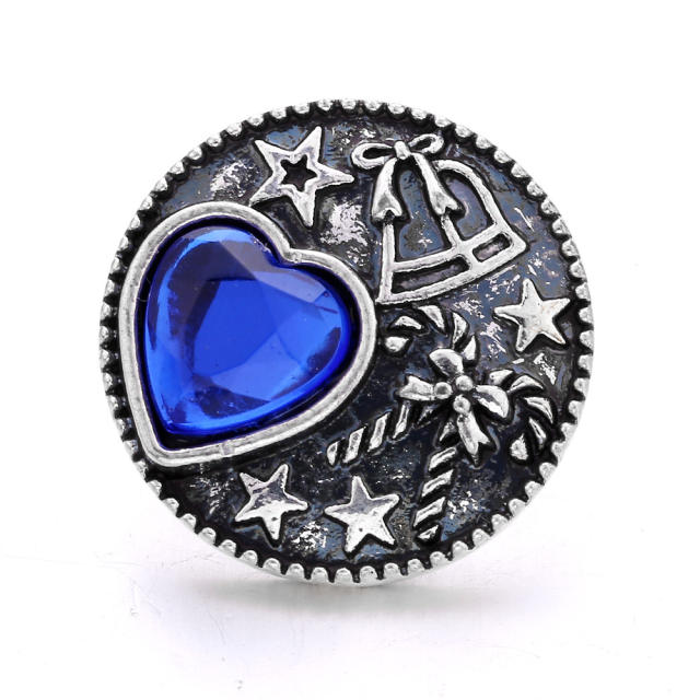 18mm color rhinestone heart snap jewelry