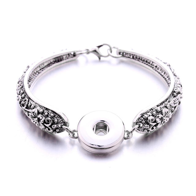 Hot sale vintage silver color snap jewelry bangle