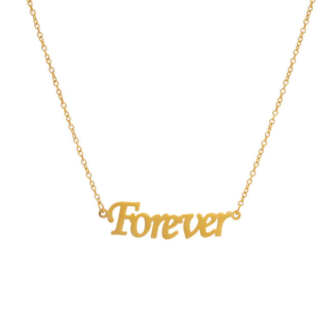 Dainty forever letter stainless steel necklace