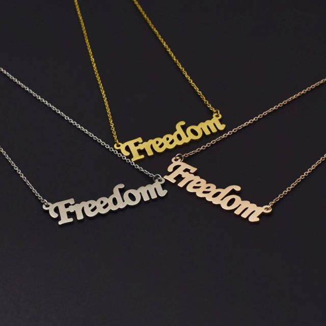 Freedom letter dainty stainless steel necklace