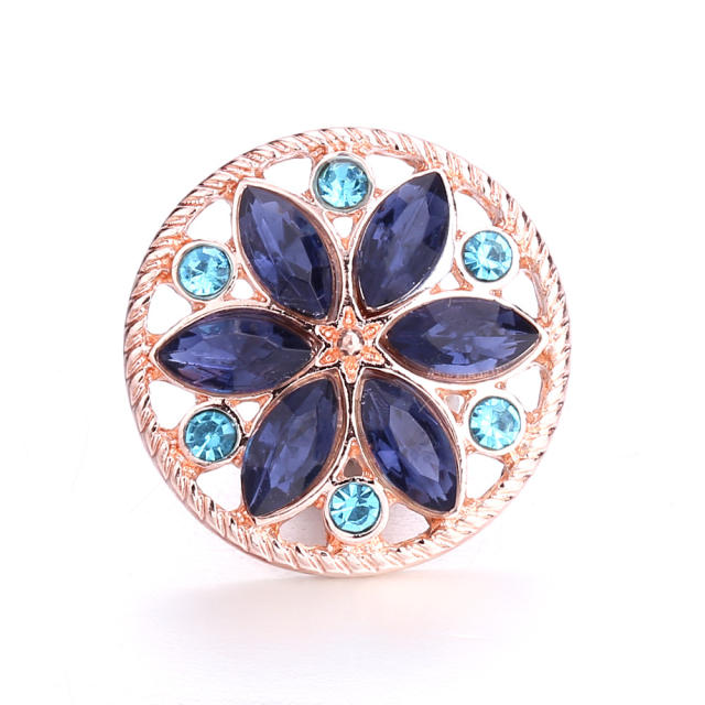 18mm round shape colorful flower snap jewelry