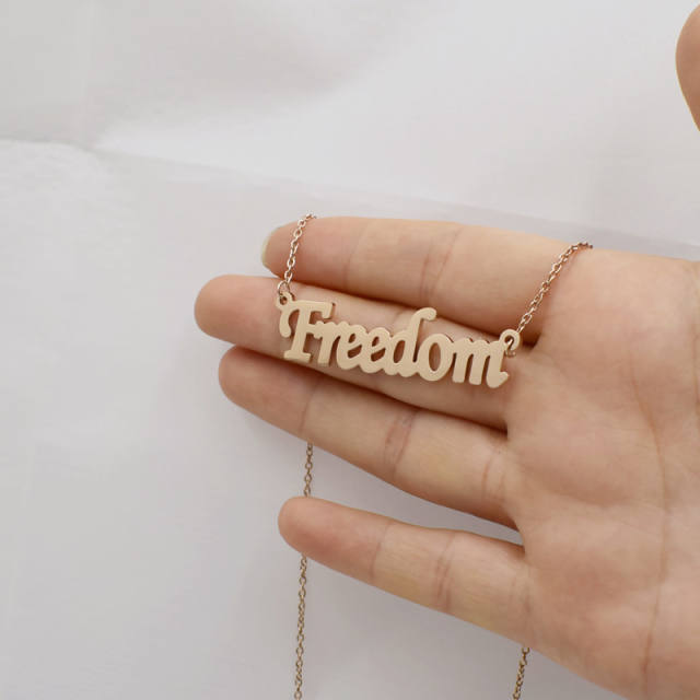 Freedom letter dainty stainless steel necklace