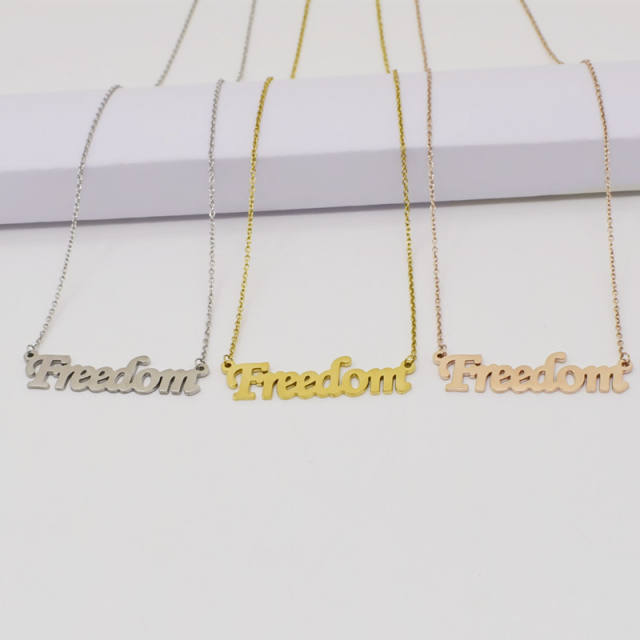 Freedom letter dainty stainless steel necklace