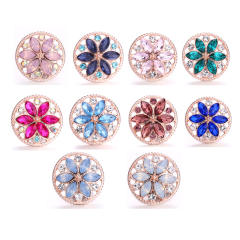 18mm round shape colorful flower snap jewelry