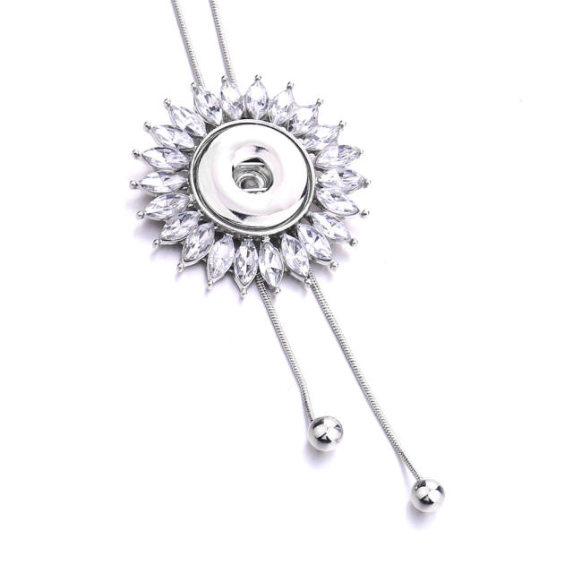 18mm eleganat rhinestone sunflower snap jewelry necklace