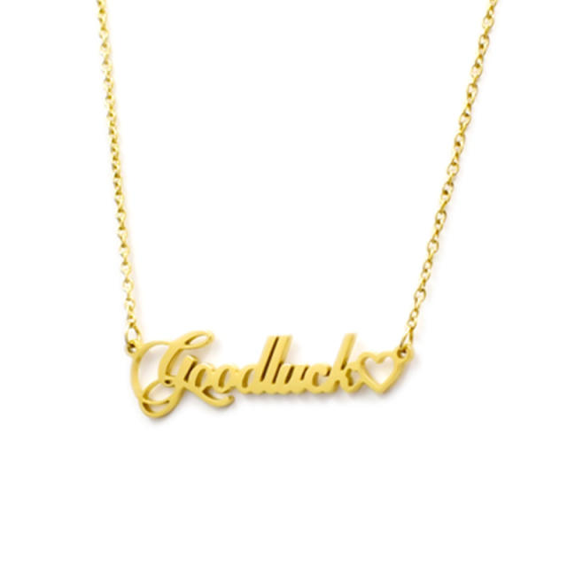 Good luck letter stainless steel necklace