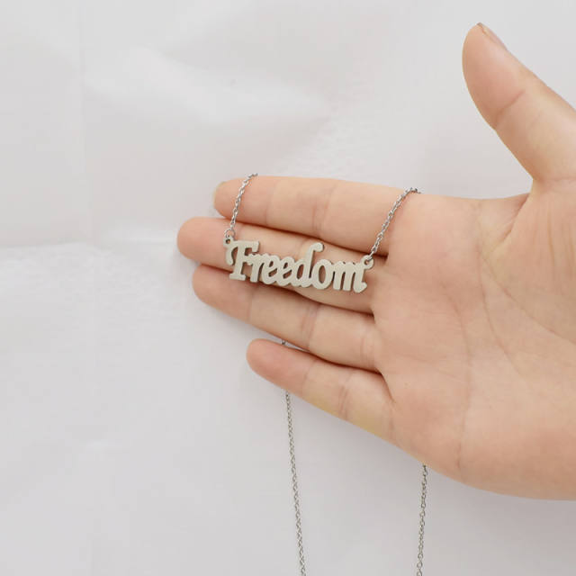 Freedom letter dainty stainless steel necklace