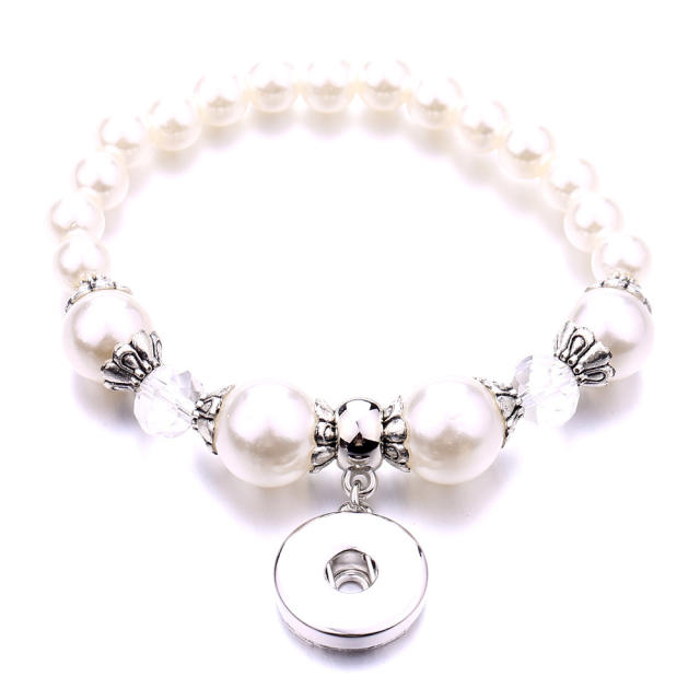 18mm pearl bead snap jewelry charm bracelet