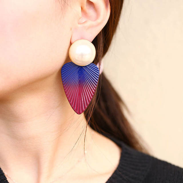 Boho Gradient color leaf earrings