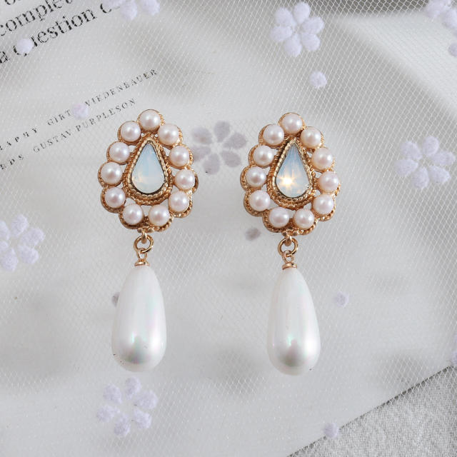 Boho palace trend pearl drop earrings