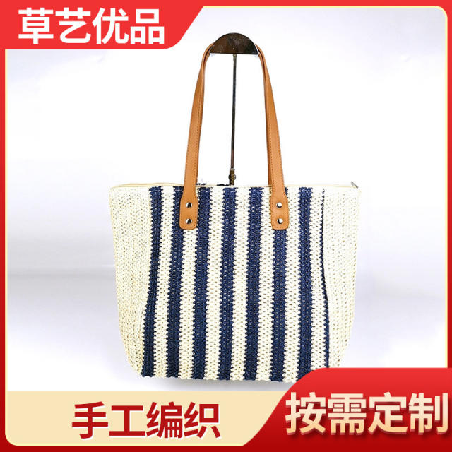 Korean fashion striped corset beach tote bag