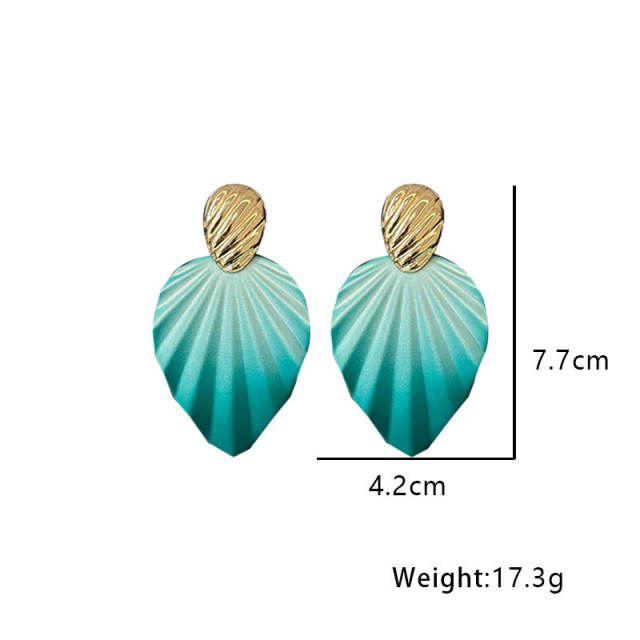 Personality Gradient color leaf earrings