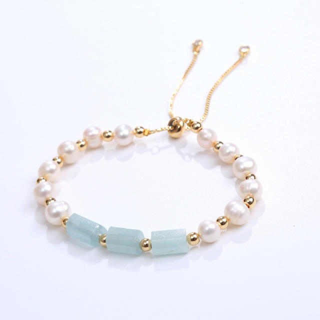 Elegant crystal bead pearl bracelet