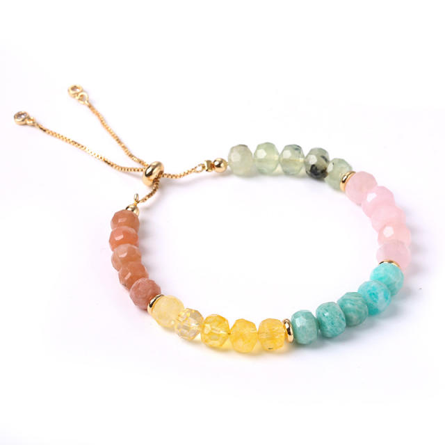 Ins trend rainbow color crystal bead bracelet