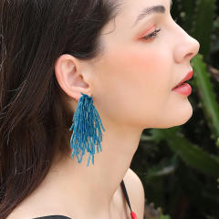 Boho handmade bead tassel earrings