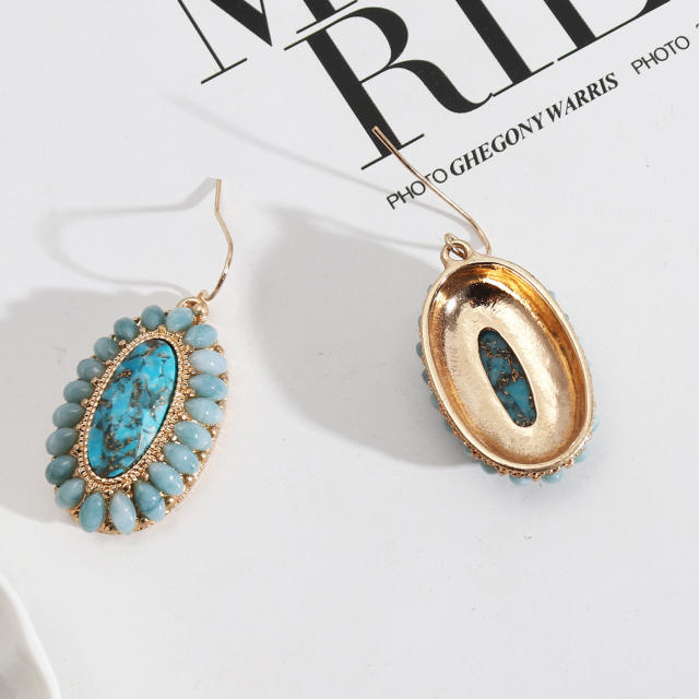 Boho pearl bead oval shape earrings
