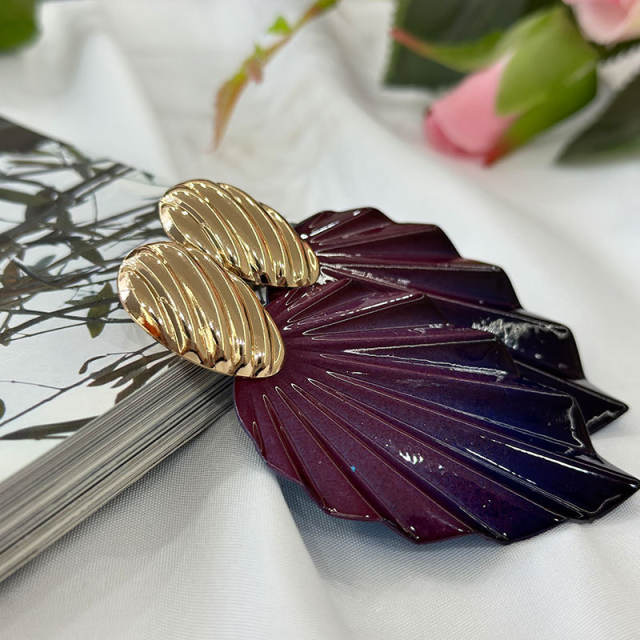 Personality Gradient color leaf earrings