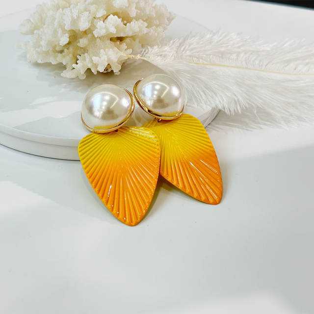 Boho Gradient color leaf earrings