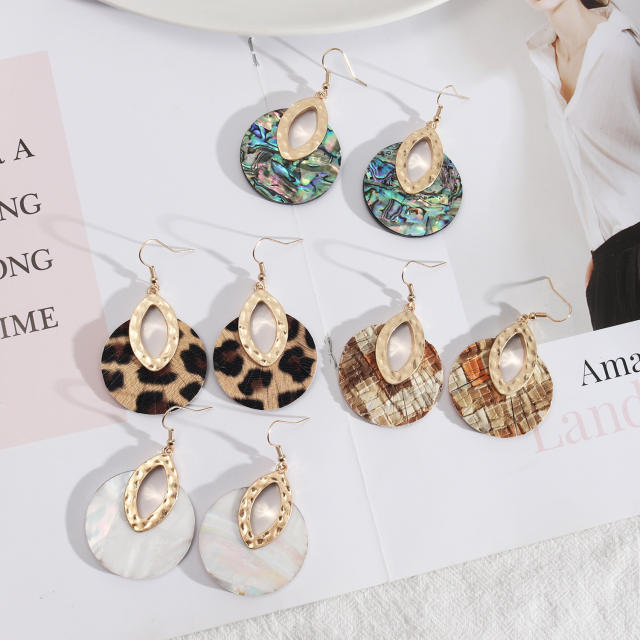 Personality boho mother shell dangle earrings