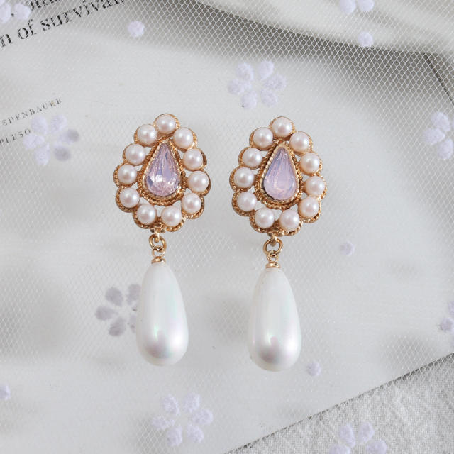 Boho palace trend pearl drop earrings