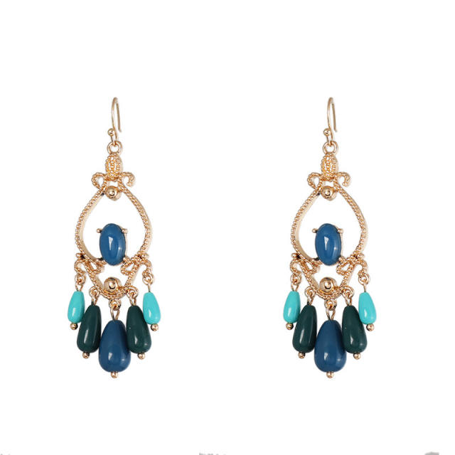 Boho colorful bead tassel earrings