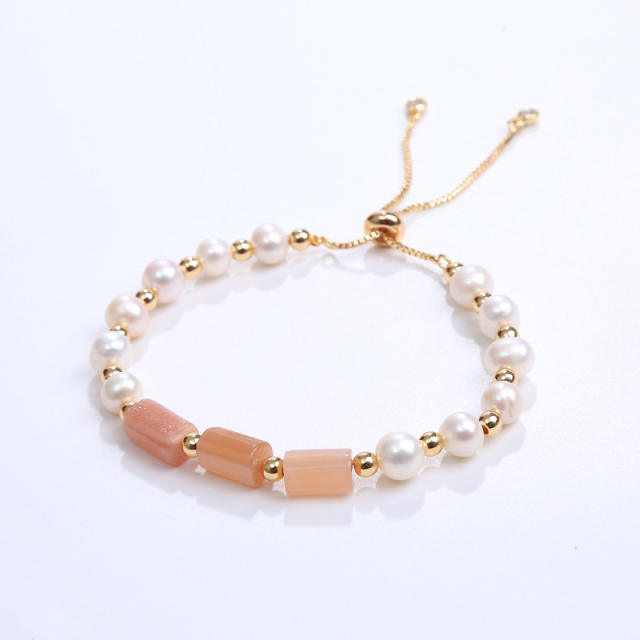 Elegant crystal bead pearl bracelet
