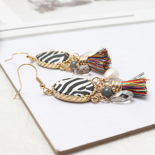 Boho rope tassel dangle earrings