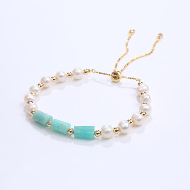 Elegant crystal bead pearl bracelet