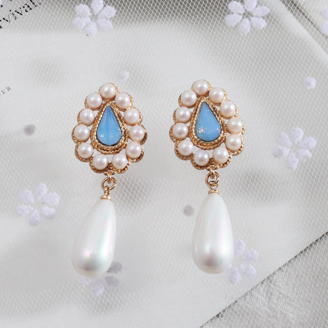 Boho palace trend pearl drop earrings