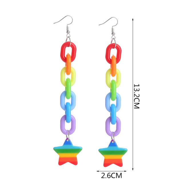 Y2K rainbow color arcylic heart earrings