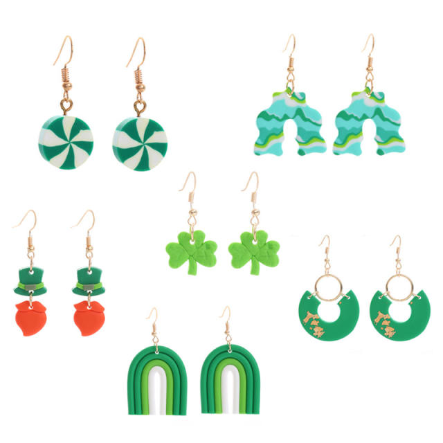 st patrick green color series acrylic earrings