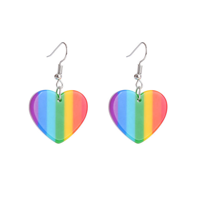 Y2K rainbow color arcylic heart earrings