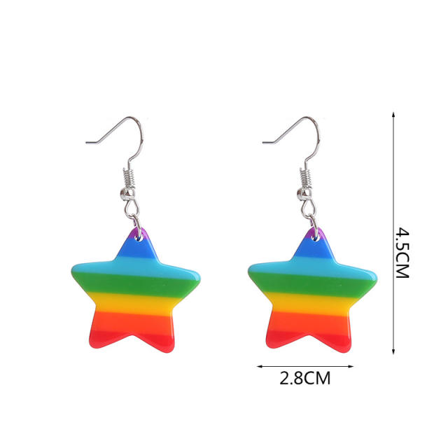 Y2K rainbow color arcylic heart earrings